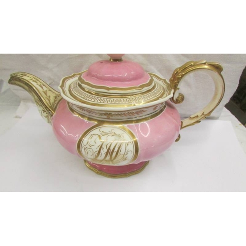 2258 - Two Victorian teapots - one luster the other monogrammed,