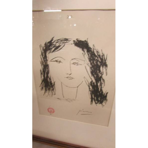 2310 - Pablo Picasso (1881-1973) Print of a young female (Portrait) stamped and signed in pencil. No proven... 