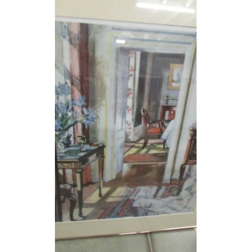 2321 - A framed and glazed interior study, signed but indistinct.  (Collect only)