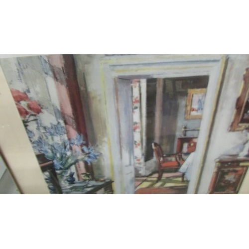 2321 - A framed and glazed interior study, signed but indistinct.  (Collect only)