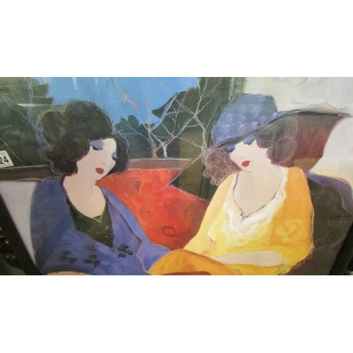 2324 - A framed and glazed study of two ladies signed Tonkey, 80 x 65 cm.  (Collect only)