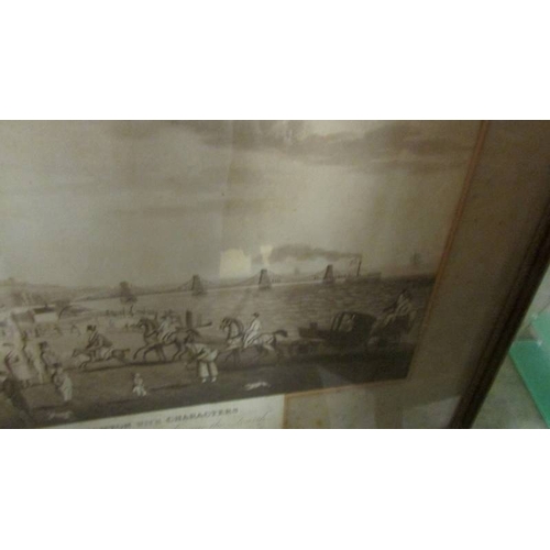 2325 - A 19th century framed and glazed engraving entitled 'The Chain Pier at Brighton with Characters'. 60... 