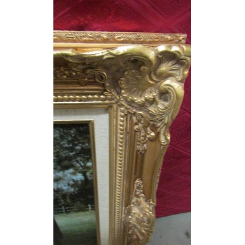 2330 - A print of a racehorse with jockey in a superb quality gilt frame.