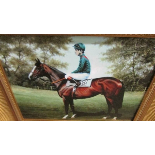 2331 - A print of a racehorse with jockey in a superb quality gilt frame.