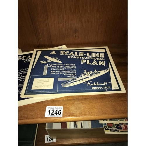 1246 - 4 scale-line constructional plan sets to include landing craft flag ship & landing craft troop carri... 