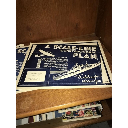 1246 - 4 scale-line constructional plan sets to include landing craft flag ship & landing craft troop carri... 