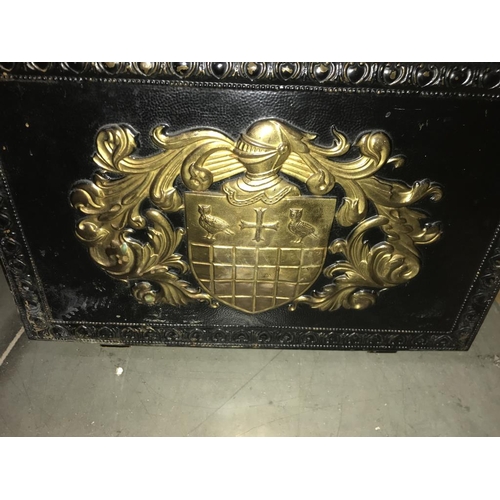 1261 - An Armorial Coat of Arms brass coal/log box.  (Collect only)