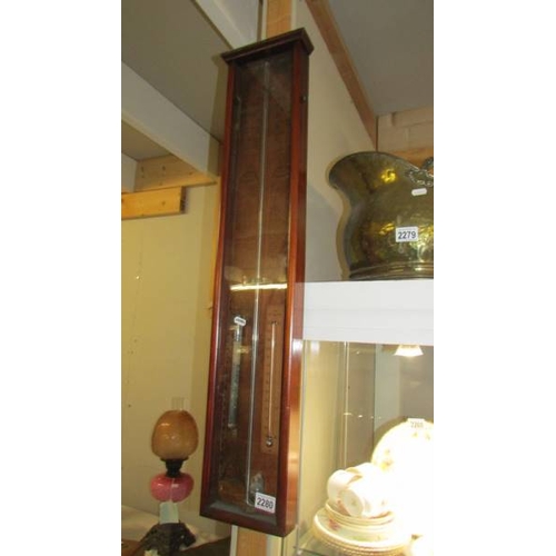 2280 - A Victorian mahogany cased barometer, (Collect only)