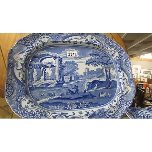 2343 - A Spode Italian meat platter (40 x 30 cm), tureen, small plate, cup and saucer. (Collect only)