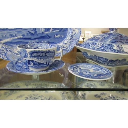 2343 - A Spode Italian meat platter (40 x 30 cm), tureen, small plate, cup and saucer. (Collect only)