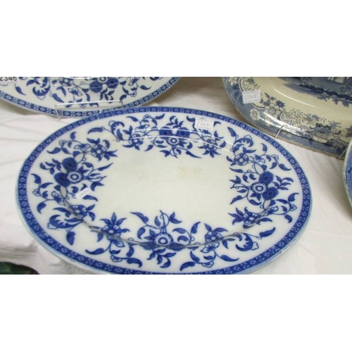 2346 - Two Wedgwood blue and white meat platters, 1 a/f, 50 x 40 cm and 46 x 37 cm. (Collect only)