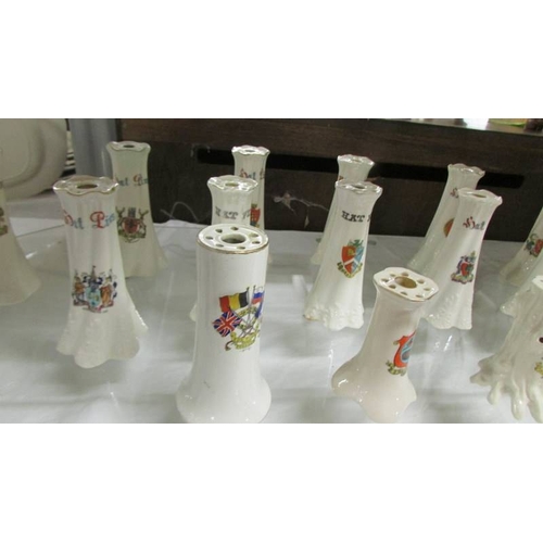 2351 - Eighteen crested china hat pin vases, various locations.