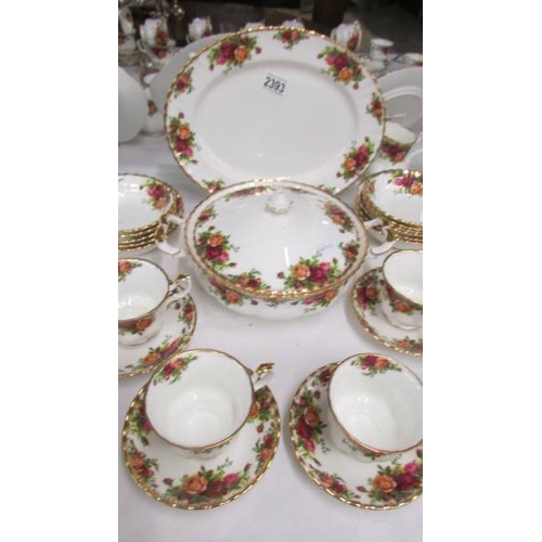 2393 - A good lot of Royal Albert Old Country Roses tea and dinner ware comprising meat platter, tureen, sa... 