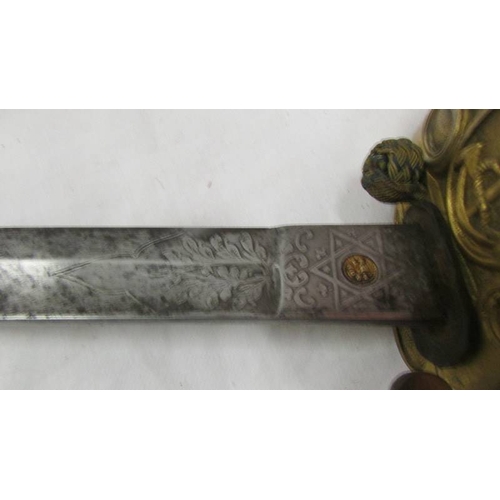 2406 - A mid-Victorian naval sword.  (Collect only)