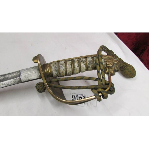 2406 - A mid-Victorian naval sword.  (Collect only)