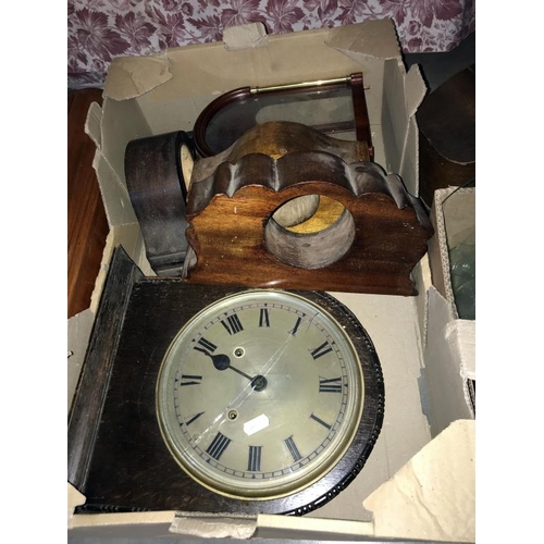 1353 - A large lot of clocks ( for spares & repairs) (2 clock cases & 5 boxes)