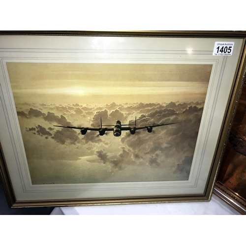 1405 - A Coulson print & a copper engraving of a Lancaster