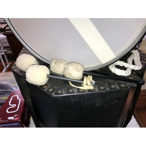 1406 - A cased Olympic Premier marching drum & accessories