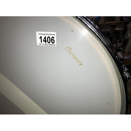 1406 - A cased Olympic Premier marching drum & accessories