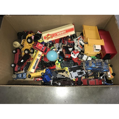 1419 - A box of play worn die cast toys including Matchbox etc