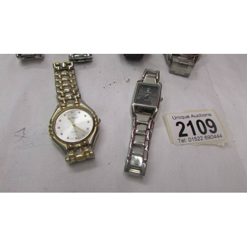 2109 - 3 Gent's wrist watches and 3 ladies wrist watches.