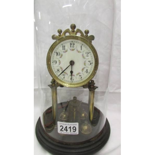 2419 - Three anniversary clocks for spares or repair, Large and medium have glass domes, smaller dome is pl... 