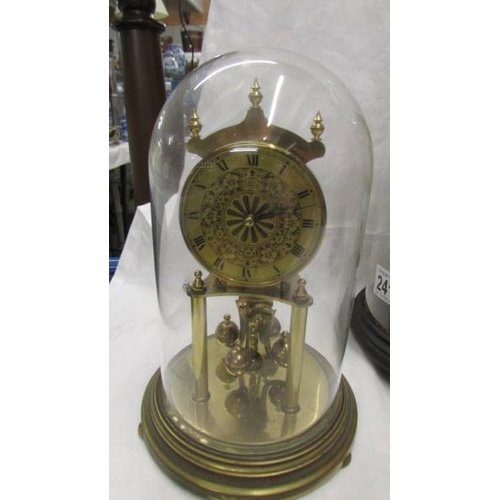 2419 - Three anniversary clocks for spares or repair, Large and medium have glass domes, smaller dome is pl... 