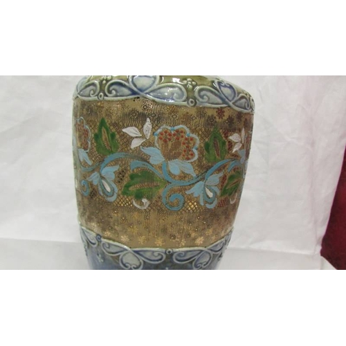 2437 - A Doulton Lambeth vase (repair to base).