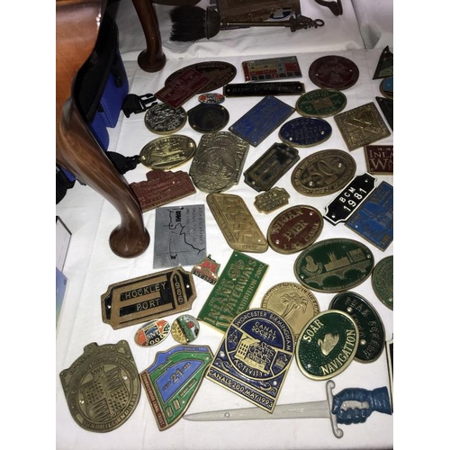 1330 - A large collection of barge/canal waterway badges & a box of boating/canal pin badges etc.