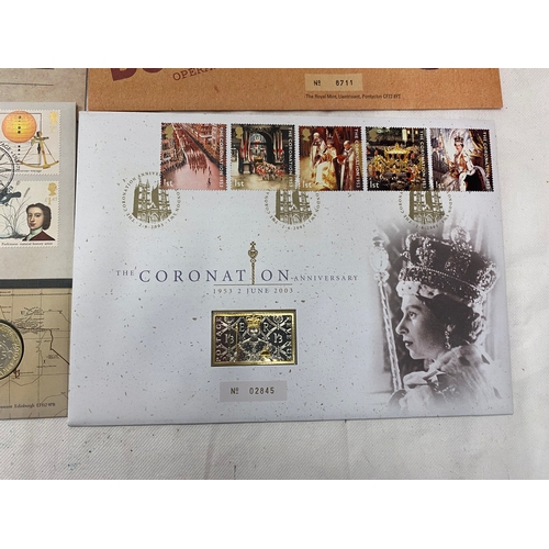 2236 - Three stamp covers - Dunkirk 70th, Captain Cook with £2 coin, King James Bible with £2 coin, Queen E... 