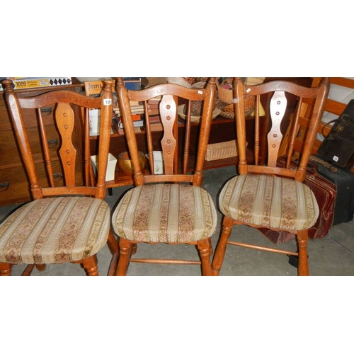 129 - Three old pine kitchen chairs (collect only)