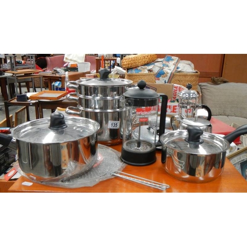 135 - A quantity of clean kitchen pans. (collect only)