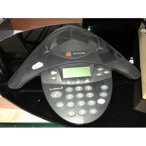 1437 - A Polycom Soundstation 2 conference phone with accessories