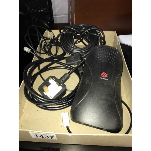 1437 - A Polycom Soundstation 2 conference phone with accessories