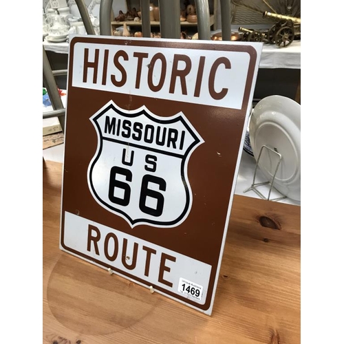 1469 - A retro aluminium Historic Route 66 Missouri road sign