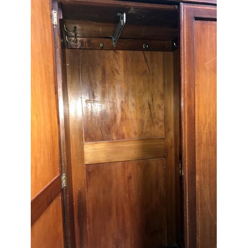 1495 - An Edwardian inlaid mahogany combination wardrobe -Height 206cm x Depth 47cm (including cornice 54.5... 