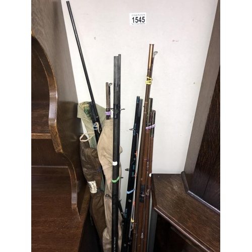 1545 - Approximately 10 vintage fishing rods