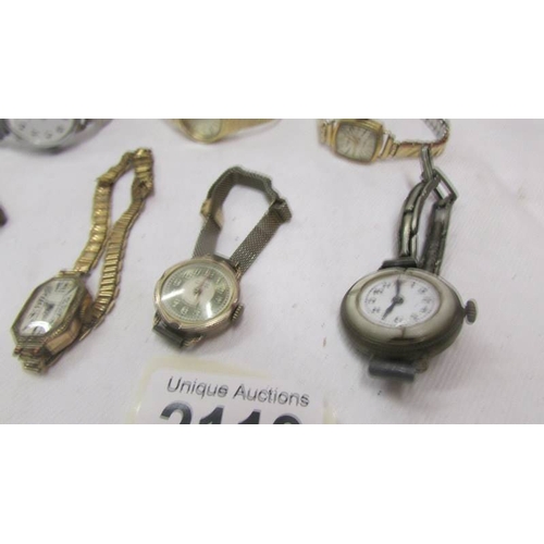 2119 - Six vintage ladies wrist watches and two watch heads.