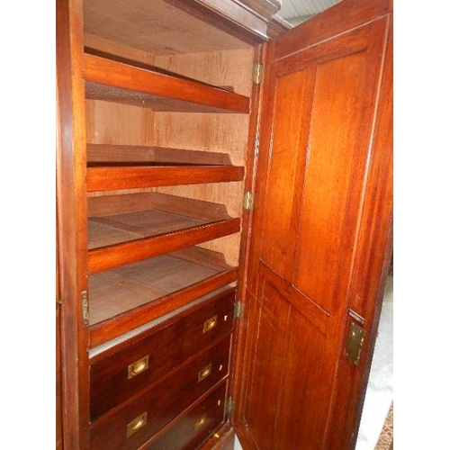 220 - A Victorian mahogany break front wardrobe with fully fitted interior. (collect only)