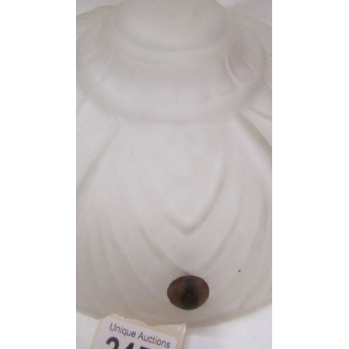 2459 - An art deco frosted glass fly catcher lamp shade.