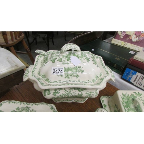 2474 - A large Mason's 'Fruit Basket' pattern tureen with ladle, a matching cheese dish, 2 platters, an ova... 