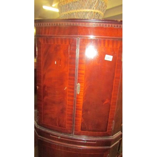 2481 - A mahogany inlaid corner cupboard. (collect only)