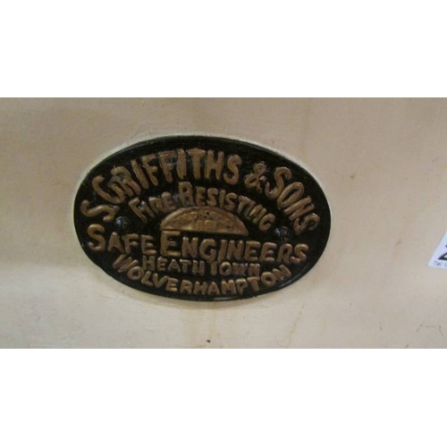 2509 - An old safe with brass plate, Griffith's & Sons, Wolverhampton. (collect only)