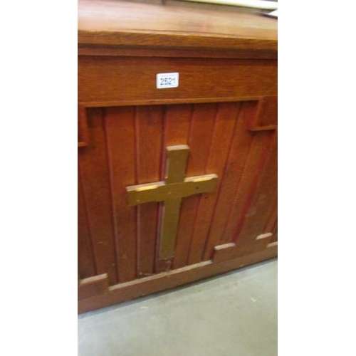 2521 - A large oak ecclesiastical sideboard. (collect only)