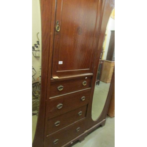 2523 - An Edwardian mahogany inlaid combination wardrobe. (collect only)