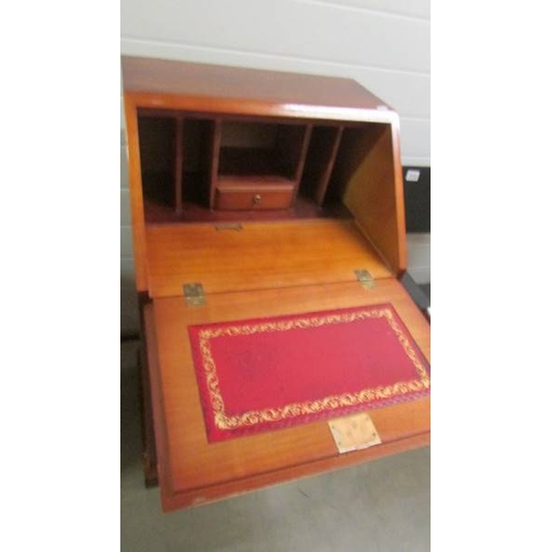 2529 - A small modern mahogany inlaid bureau. (collect only)