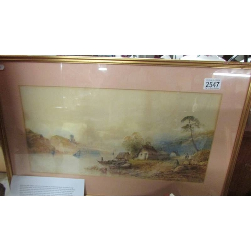 2547 - An Earp, Edwin (1851-1945) framed and glazed river/lake scene watercolour on board. (collect only)