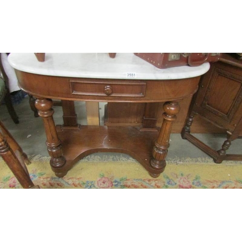 2551 - A Victorian mahogany Duchy style wash stand with white marble top. (collect only)