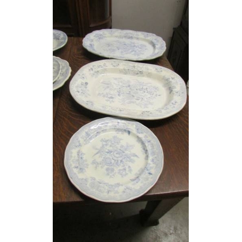 2645 - A quantity of blue and white meat platters and a tureen. (collect only)