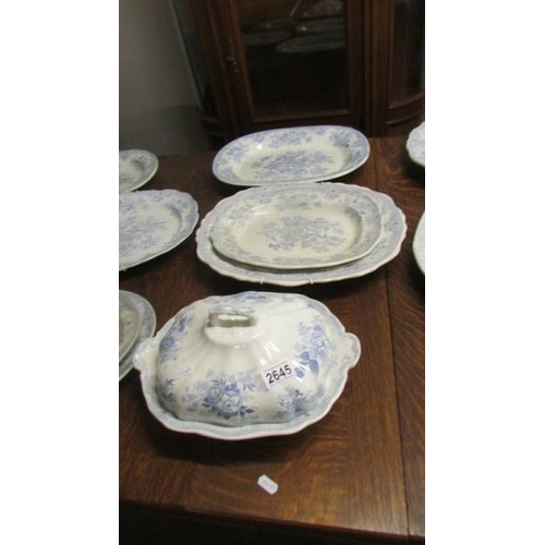 2645 - A quantity of blue and white meat platters and a tureen. (collect only)